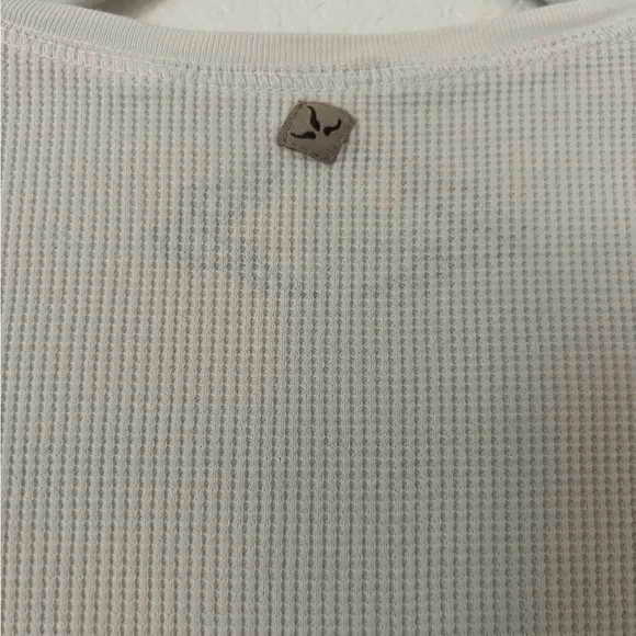 Prana VTG Y2K Cream Long Sleeve Waffle Thermal Tee Ladies Small - Picture 5 of 9